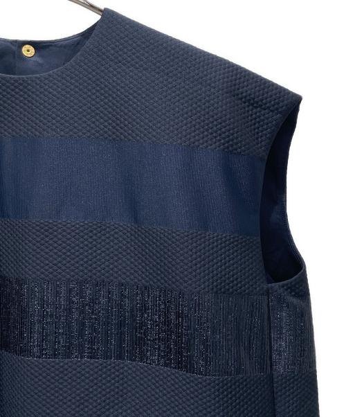 DRAWER（ドゥロワー）DRAWER (ドゥロワー) ボーダーコクーンワンピース/ノースリーブワンピース ネイビー サイズ:36の古着・服飾アイテム