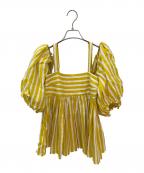 MYLANマイラン）の古着「Stripe 2 Way Sleeve Blouse」｜イエロー