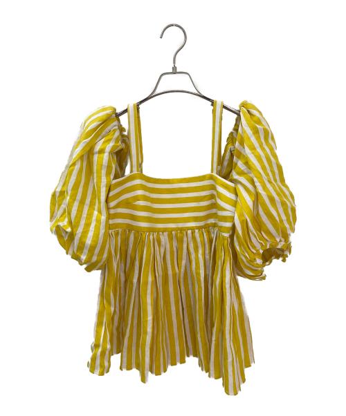 MYLAN（マイラン）MYLAN (マイラン) Stripe 2 Way Sleeve Blouse イエロー サイズ:Freeの古着・服飾アイテム