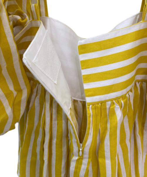 MYLAN（マイラン）MYLAN (マイラン) Stripe 2 Way Sleeve Blouse イエロー サイズ:Freeの古着・服飾アイテム