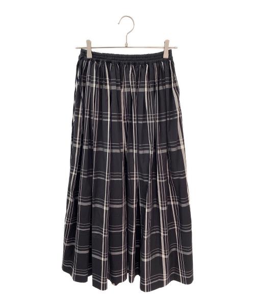 DRAWER（ドゥロワー）DRAWER (ドゥロワー) ウェストリボンチェックギャザースカート ブラック サイズ:36の古着・服飾アイテム