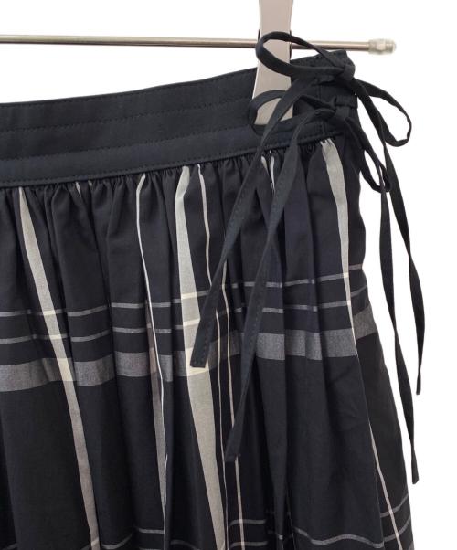 DRAWER（ドゥロワー）DRAWER (ドゥロワー) ウェストリボンチェックギャザースカート ブラック サイズ:36の古着・服飾アイテム