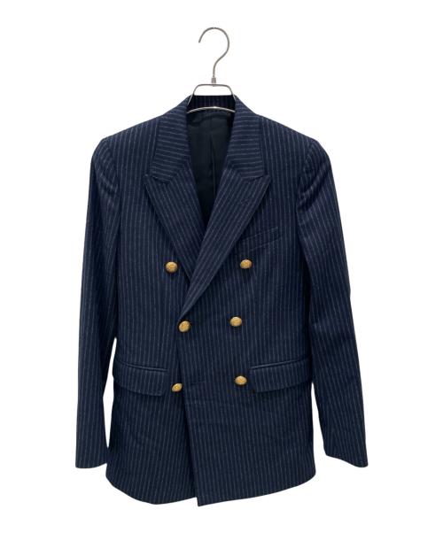 CELINE（セリーヌ）CELINE (セリーヌ) チョークストライプダブルブレストジャケット ネイビー サイズ:34の古着・服飾アイテム