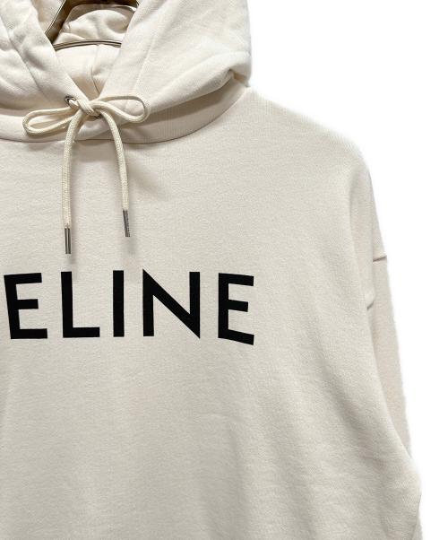 CELINE（セリーヌ）CELINE (セリーヌ) CELINEロゴ ルーズ フーディー　2Y321670Q.01CB アイボリー サイズ:Lの古着・服飾アイテム