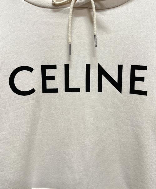 CELINE（セリーヌ）CELINE (セリーヌ) CELINEロゴ ルーズ フーディー　2Y321670Q.01CB アイボリー サイズ:Lの古着・服飾アイテム