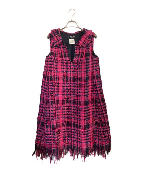 CHANEL（シャネル）CHANEL (シャネル) ノースリーブツイードワンピース ショッキングピンク サイズ:36の古着・服飾アイテム