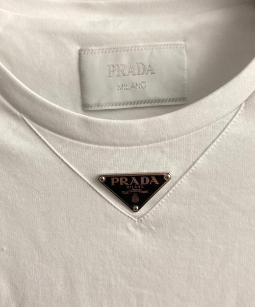 PRADA（プラダ）PRADA (プラダ) トライアングルロゴTシャツ  ホワイト サイズ:Mの古着・服飾アイテム