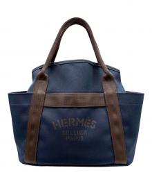 HERMES（エルメス）の古着「Sac de Pansage Groom サックドパンサージュ ネイビー×オレンジ系/D刻印：2019年製造/シルバー金具」｜ネイビー