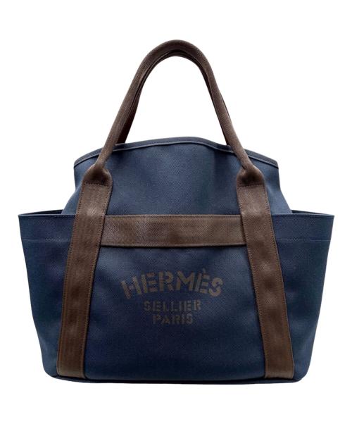 HERMES（エルメス）HERMES (エルメス) Sac de Pansage Groom サックドパンサージュ ネイビー×オレンジ系/D刻印：2019年製造/シルバー金具 ネイビー サイズ:PMの古着・服飾アイテム