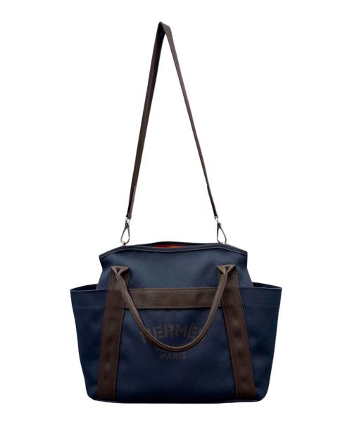 HERMES（エルメス）HERMES (エルメス) Sac de Pansage Groom サックドパンサージュ ネイビー×オレンジ系/D刻印：2019年製造/シルバー金具 ネイビー サイズ:PMの古着・服飾アイテム