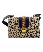 GUCCIグッチ）の古着「シルヴィ ハラコショルダーバッグ」｜ブラック