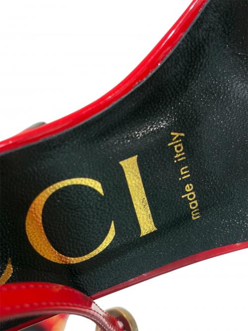 GUCCI（グッチ）GUCCI (グッチ) ストラップヒールサンダル レッド サイズ:35の古着・服飾アイテム