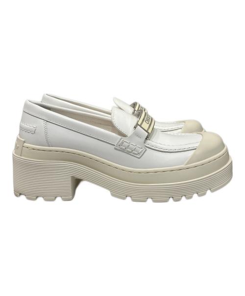 Christian Dior（クリスチャン ディオール）Christian Dior (クリスチャン ディオール) ロゴプレートローファー ホワイト サイズ:35の古着・服飾アイテム