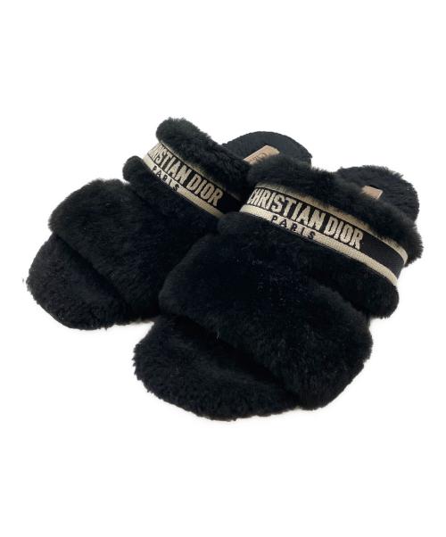 Christian Dior（クリスチャン ディオール）Christian Dior (クリスチャン ディオール) Chez Moi Sandals Shearling Black/ファーサンダル ブラック サイズ:35の古着・服飾アイテム