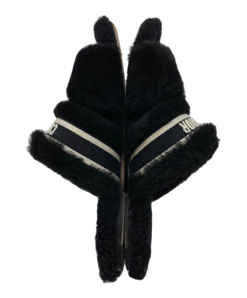 Christian Dior（クリスチャン ディオール）Christian Dior (クリスチャン ディオール) Chez Moi Sandals Shearling Black/ファーサンダル ブラック サイズ:35の古着・服飾アイテム