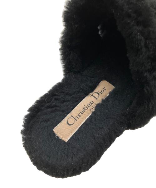 Christian Dior（クリスチャン ディオール）Christian Dior (クリスチャン ディオール) Chez Moi Sandals Shearling Black/ファーサンダル ブラック サイズ:35の古着・服飾アイテム