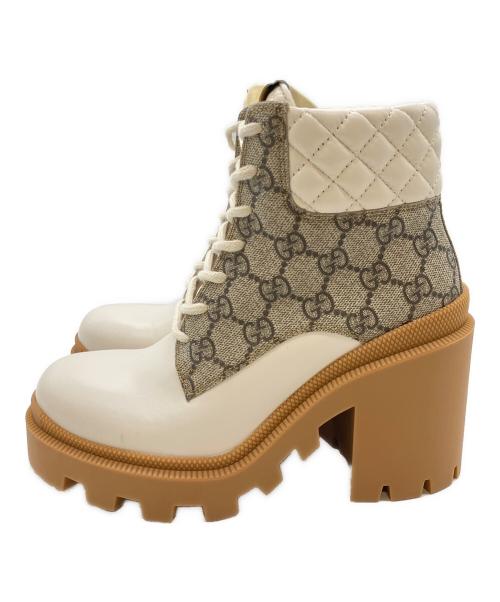 GUCCI（グッチ）GUCCI (グッチ) GG Ankle Boot　GGスプリーム 　659691アンクル ブーツ アイボリー サイズ:35.5の古着・服飾アイテム