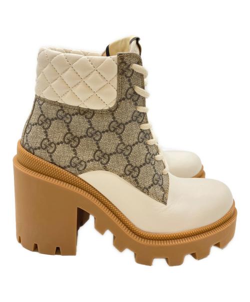 GUCCI（グッチ）GUCCI (グッチ) GG Ankle Boot　GGスプリーム 　659691アンクル ブーツ アイボリー サイズ:35.5の古着・服飾アイテム