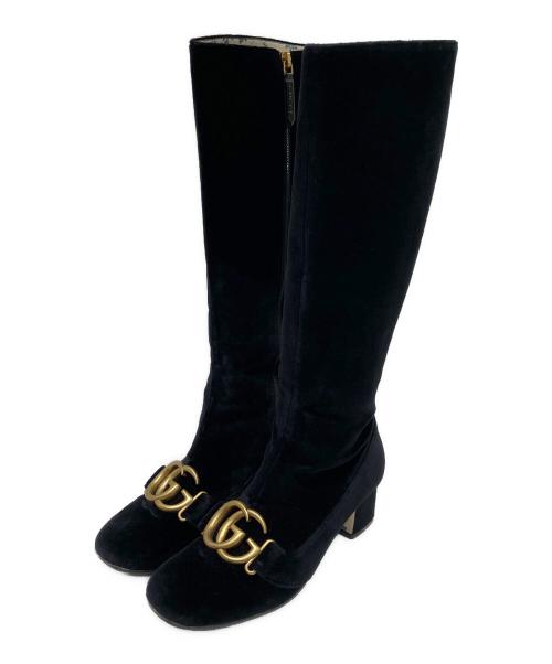 GUCCI（グッチ）GUCCI (グッチ) Gucci GG Marmont Velvet Knee-High Boots/ロングブーツ ブラック サイズ:36の古着・服飾アイテム