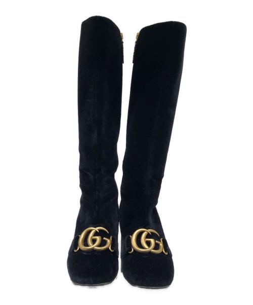 GUCCI（グッチ）GUCCI (グッチ) Gucci GG Marmont Velvet Knee-High Boots/ロングブーツ ブラック サイズ:36の古着・服飾アイテム