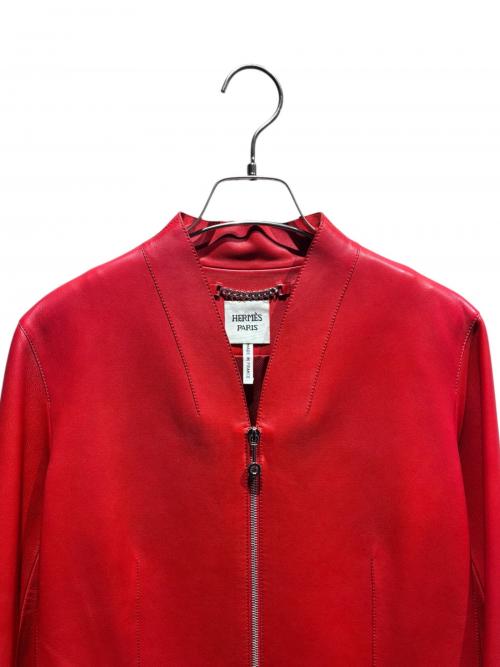 HERMES（エルメス）HERMES (エルメス) レザーコート レッド サイズ:38の古着・服飾アイテム
