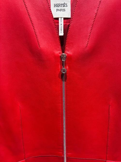 HERMES（エルメス）HERMES (エルメス) レザーコート レッド サイズ:38の古着・服飾アイテム