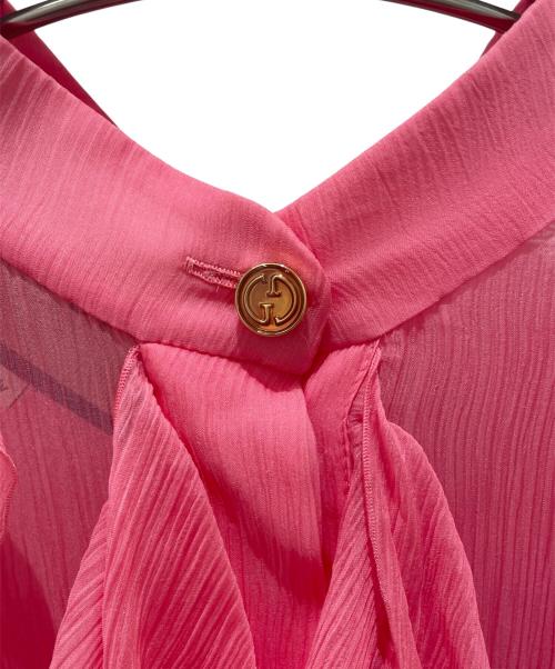 GUCCI（グッチ）GUCCI (グッチ) ベルベットボウタイワンピース ピンク サイズ:36の古着・服飾アイテム