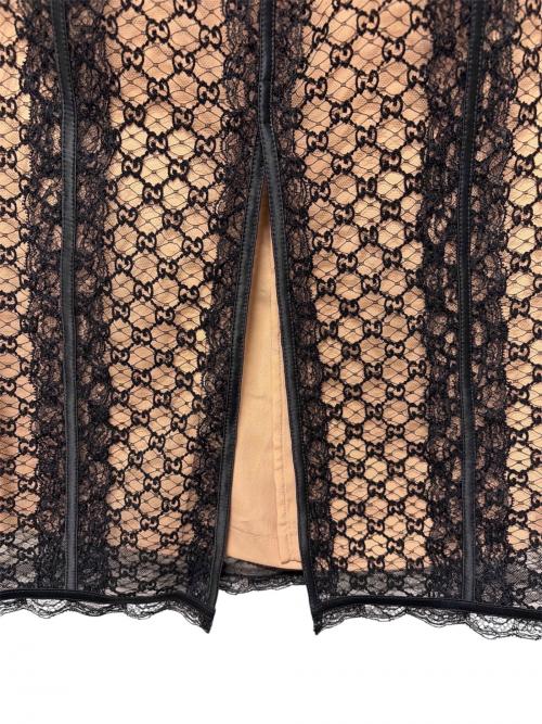 GUCCI（グッチ）GUCCI (グッチ) GGレース ビスチェ＆スカート セットアップ ピンク サイズ:XSの古着・服飾アイテム