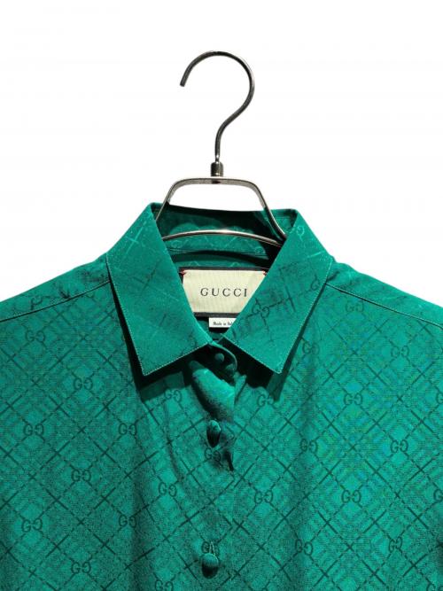 GUCCI（グッチ）GUCCI (グッチ) GG柄シャツ グリーン サイズ:36の古着・服飾アイテム