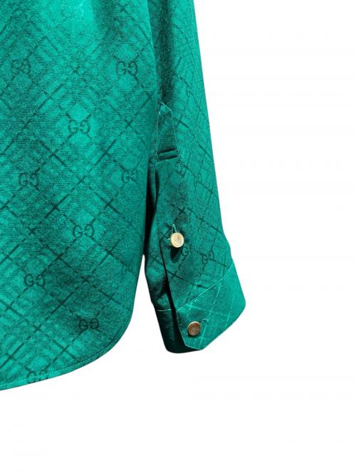 GUCCI（グッチ）GUCCI (グッチ) GG柄シャツ グリーン サイズ:36の古着・服飾アイテム