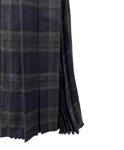 Christian Dior（クリスチャン ディオール）Christian Dior (クリスチャン ディオール) チェックプリーツラップスカート ブラック×グレー サイズ:36の古着・服飾アイテム