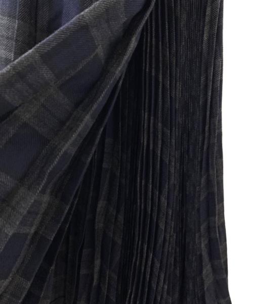 Christian Dior（クリスチャン ディオール）Christian Dior (クリスチャン ディオール) チェックプリーツラップスカート ブラック×グレー サイズ:36の古着・服飾アイテム
