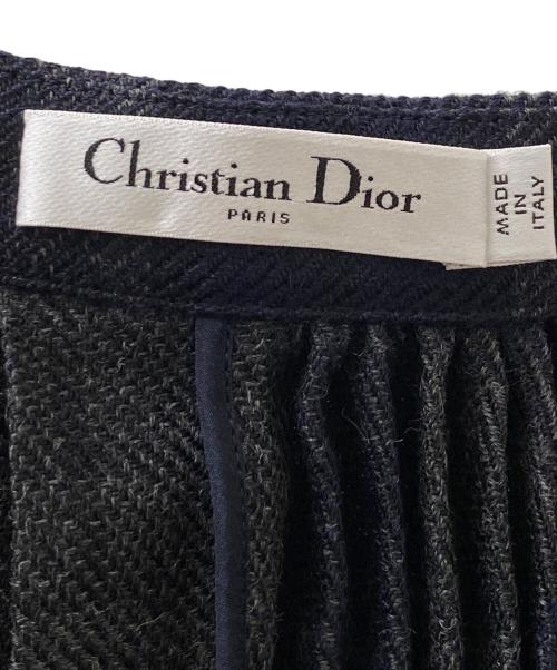 Christian Dior（クリスチャン ディオール）Christian Dior (クリスチャン ディオール) チェックプリーツラップスカート ブラック×グレー サイズ:36の古着・服飾アイテム