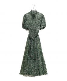 Christian Dior（クリスチャン ディオール）の古着「Floral Silk Dress/花柄シルクワンピース」｜グリーン