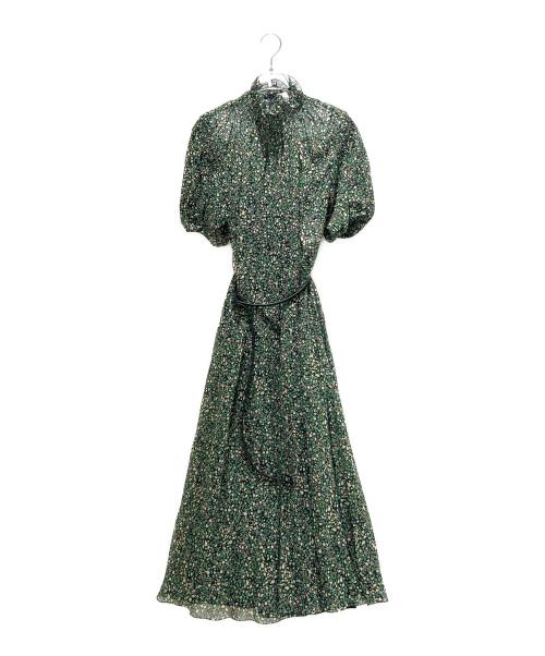 Christian Dior（クリスチャン ディオール）Christian Dior (クリスチャン ディオール) Floral Silk Dress/花柄シルクワンピース グリーン サイズ:36の古着・服飾アイテム