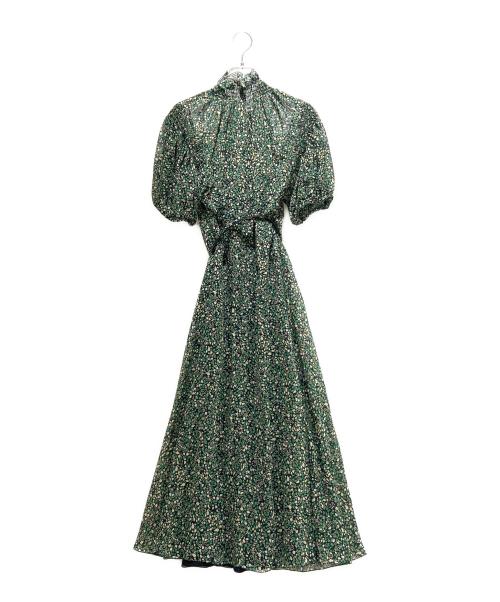 Christian Dior（クリスチャン ディオール）Christian Dior (クリスチャン ディオール) Floral Silk Dress/花柄シルクワンピース グリーン サイズ:36の古着・服飾アイテム