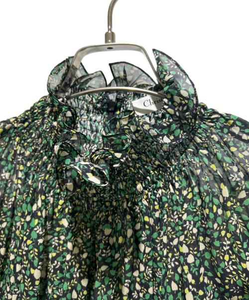 Christian Dior（クリスチャン ディオール）Christian Dior (クリスチャン ディオール) Floral Silk Dress/花柄シルクワンピース グリーン サイズ:36の古着・服飾アイテム