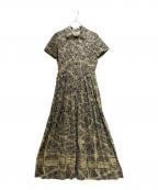 Christian Diorクリスチャン ディオール）の古着「Brand de Paris Print Short Sleeve Dress/ブランド ドゥ パリ柄 半袖ワンピース/351R81A3294」｜オリーブ