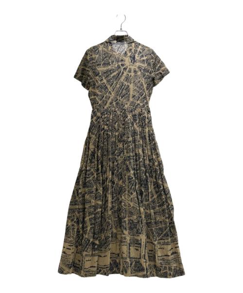 Christian Dior（クリスチャン ディオール）Christian Dior (クリスチャン ディオール) Brand de Paris Print Short Sleeve Dress/ブランド ドゥ パリ柄 半袖ワンピース/351R81A3294 オリーブ サイズ:34の古着・服飾アイテム