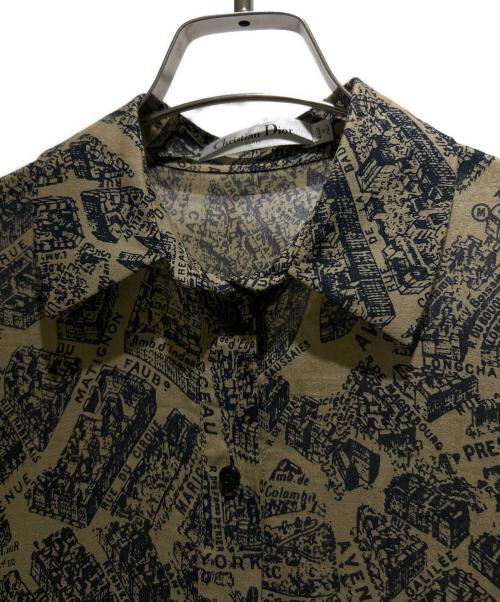 Christian Dior（クリスチャン ディオール）Christian Dior (クリスチャン ディオール) Brand de Paris Print Short Sleeve Dress/ブランド ドゥ パリ柄 半袖ワンピース/351R81A3294 オリーブ サイズ:34の古着・服飾アイテム
