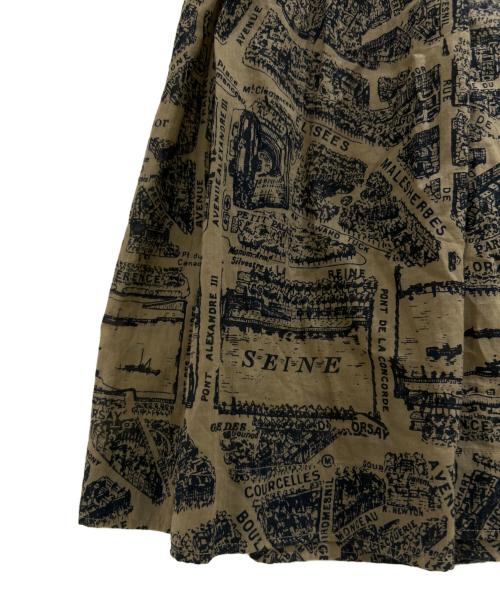 Christian Dior（クリスチャン ディオール）Christian Dior (クリスチャン ディオール) Brand de Paris Print Short Sleeve Dress/ブランド ドゥ パリ柄 半袖ワンピース/351R81A3294 オリーブ サイズ:34の古着・服飾アイテム
