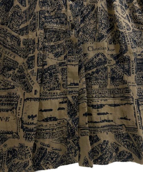Christian Dior（クリスチャン ディオール）Christian Dior (クリスチャン ディオール) Brand de Paris Print Short Sleeve Dress/ブランド ドゥ パリ柄 半袖ワンピース/351R81A3294 オリーブ サイズ:34の古着・服飾アイテム