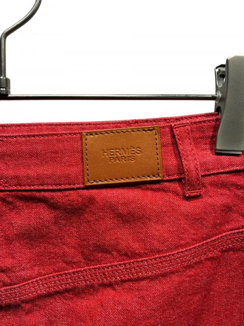 HERMES（エルメス）HERMES (エルメス) カラーデニムスカート レッド サイズ:34の古着・服飾アイテム