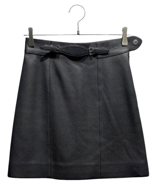 HERMES（エルメス）HERMES (エルメス) レザースカート ブラック サイズ:34の古着・服飾アイテム