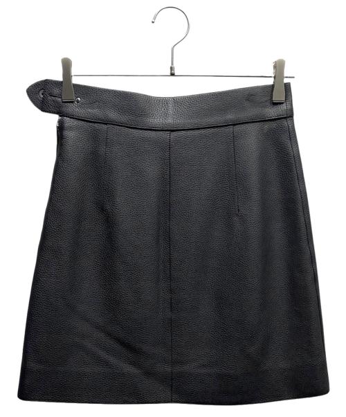 HERMES（エルメス）HERMES (エルメス) レザースカート ブラック サイズ:34の古着・服飾アイテム