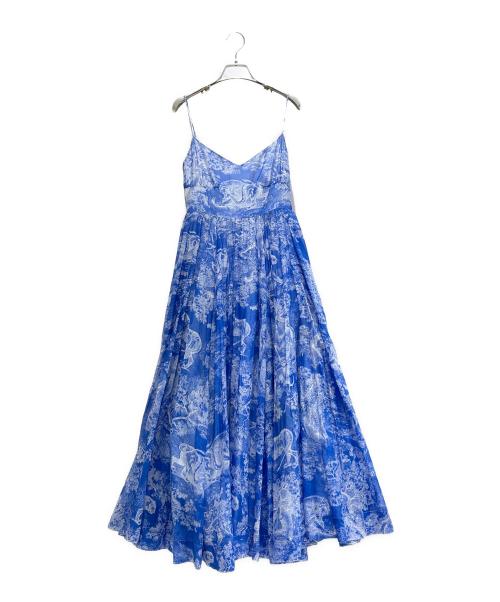 Christian Dior（クリスチャン ディオール）Christian Dior (クリスチャン ディオール) アニマル柄キャミソールワンピース/トワル・ド・ジュイ柄/ミディ丈/ドレス ブルー サイズ:34の古着・服飾アイテム