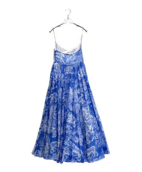 Christian Dior（クリスチャン ディオール）Christian Dior (クリスチャン ディオール) アニマル柄キャミソールワンピース/トワル・ド・ジュイ柄/ミディ丈/ドレス ブルー サイズ:34の古着・服飾アイテム