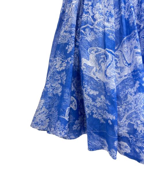 Christian Dior（クリスチャン ディオール）Christian Dior (クリスチャン ディオール) アニマル柄キャミソールワンピース/トワル・ド・ジュイ柄/ミディ丈/ドレス ブルー サイズ:34の古着・服飾アイテム