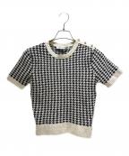 Christian Diorクリスチャン ディオール）の古着「千鳥柄ショートスリーブニット」｜ホワイト×ブラック