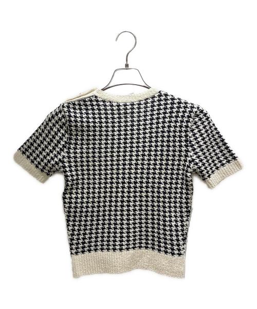 Christian Dior（クリスチャン ディオール）Christian Dior (クリスチャン ディオール) 千鳥柄ショートスリーブニット ホワイト×ブラック サイズ:F 34の古着・服飾アイテム